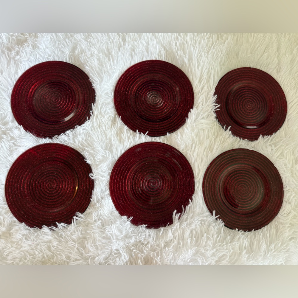 Glass Elegant Red Small Dish Set - quantity 6